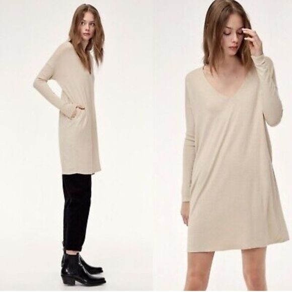 Aritzia - Wilfred Free - Gail Jersey Knit Long Sleeve Mini Dress - Picture 1 of 9
